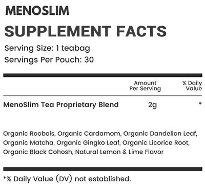 MenoSlim Tea Supplement Facts